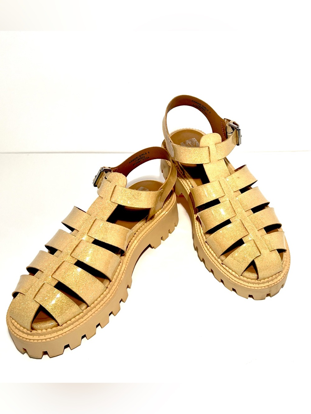 New without Tags Dolce Vita Glitter Gold Fisherman Sandals with Buckle